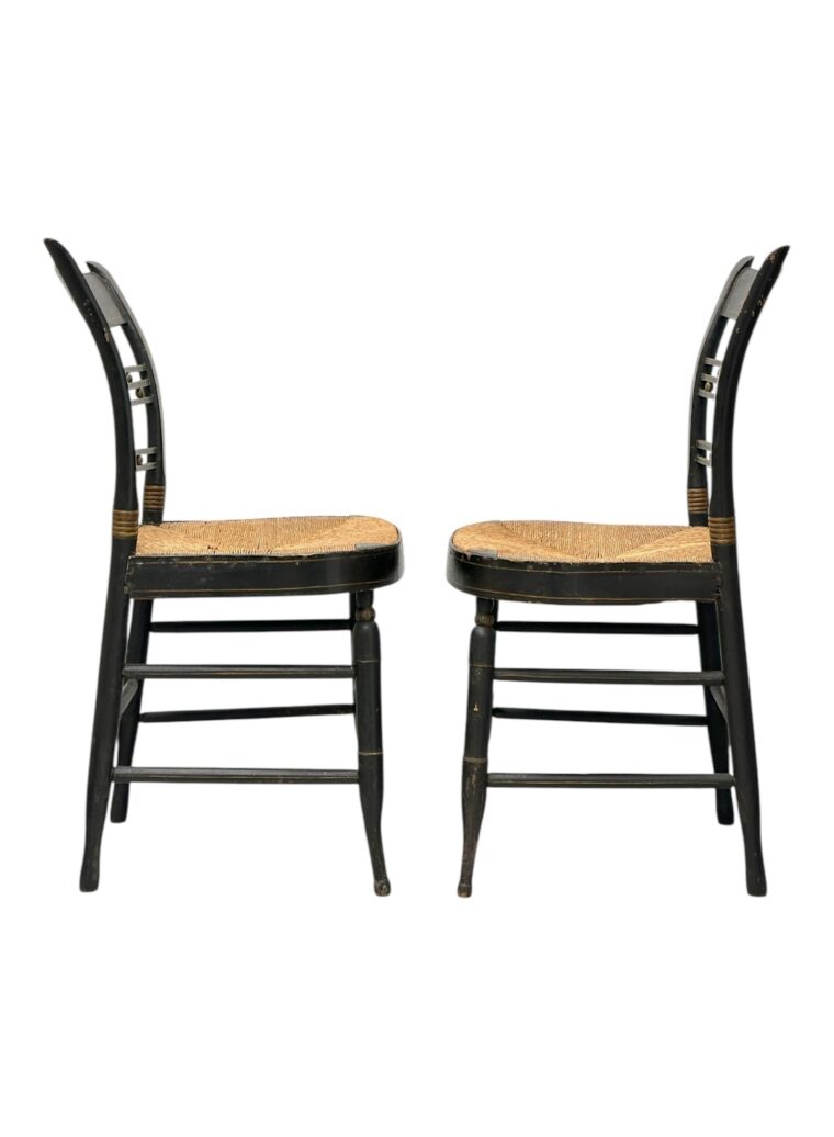 Pair of Antique Painted Black Side Chairs - Image 5