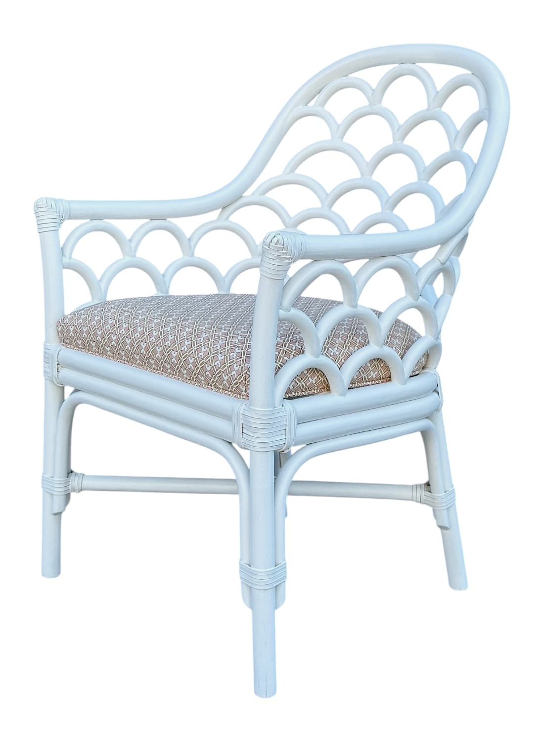 Set of 4 Vintage White Rattan Dining Chairs - Image 4