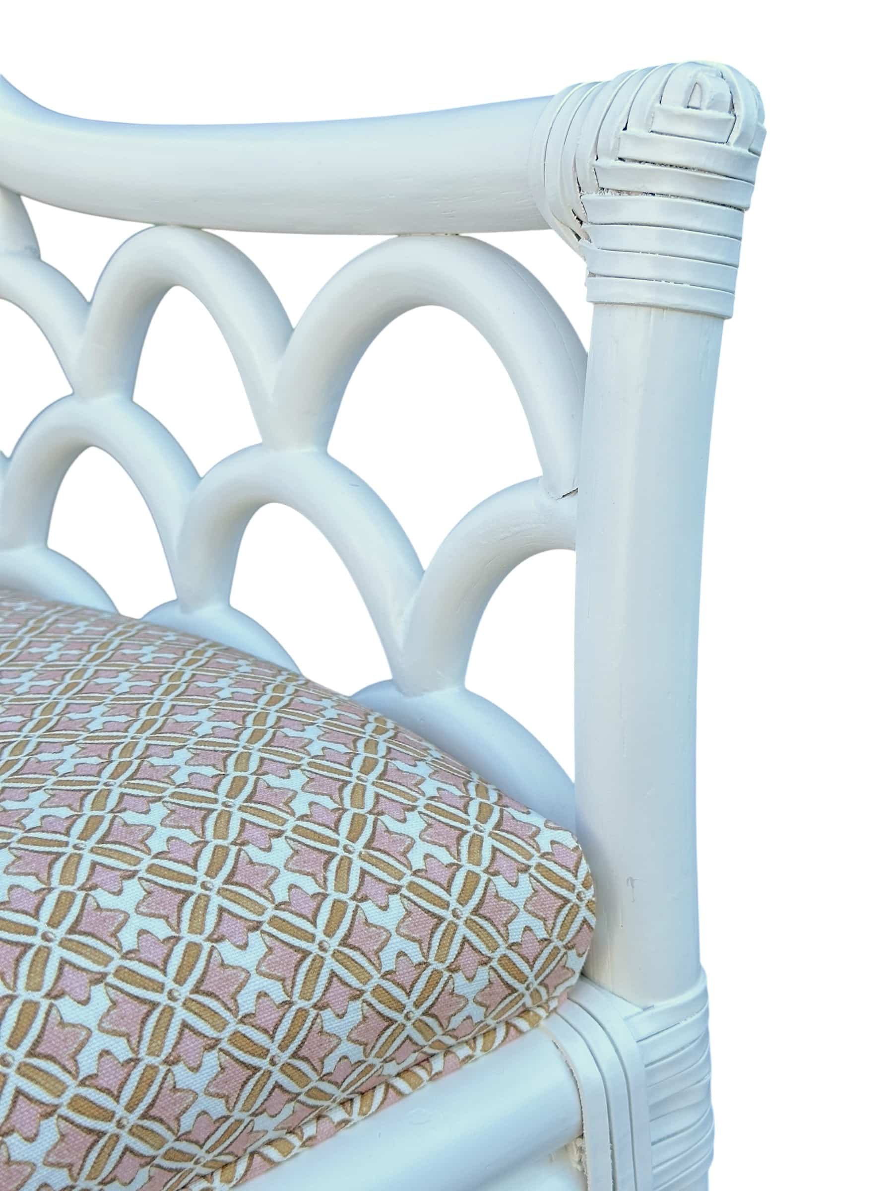 Set of 4 Vintage White Rattan Dining Chairs - Image 5