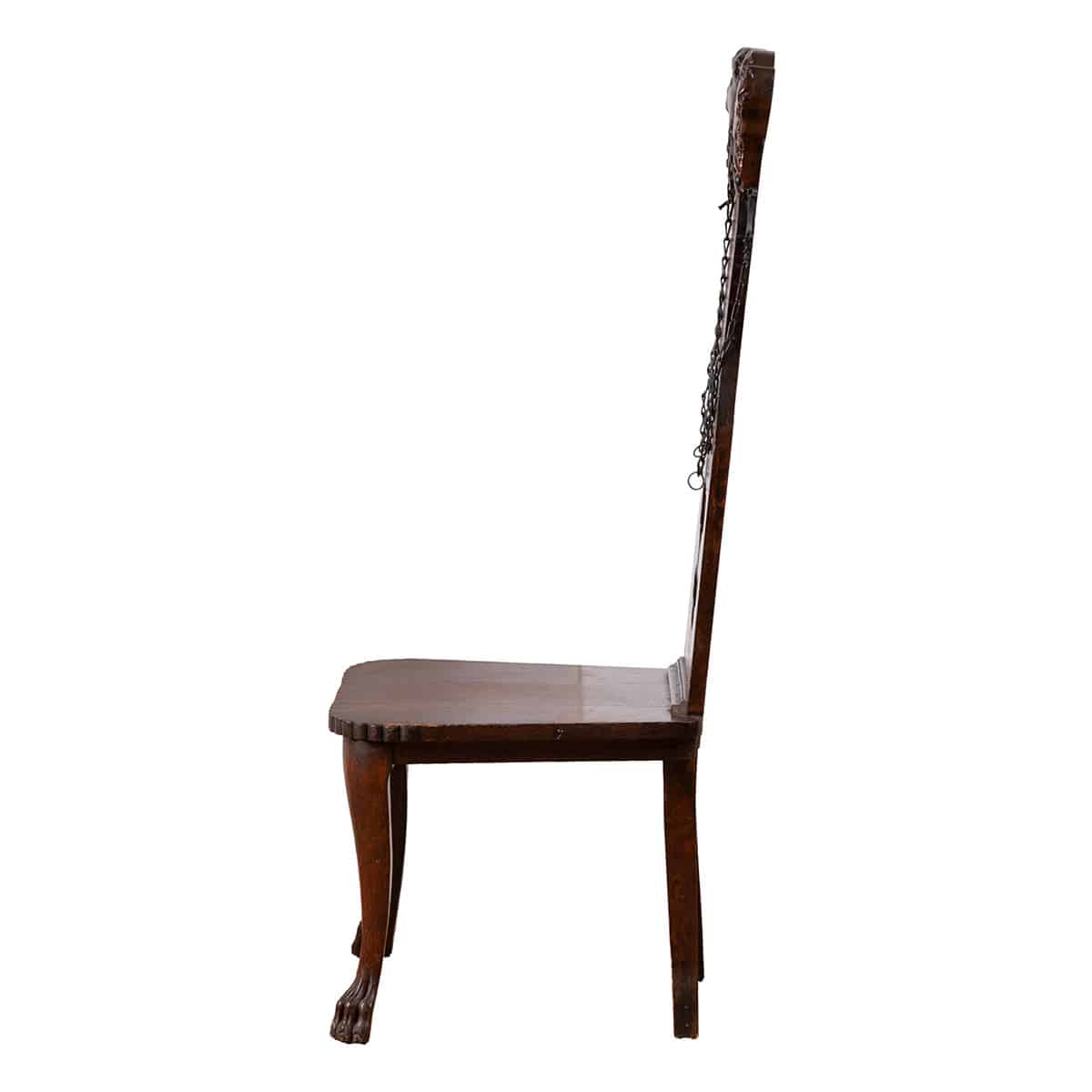 Antique Sgabello Chair with Ornate Double Dog Head - Image 3