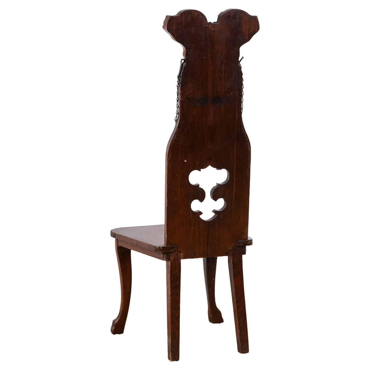 Antique Sgabello Chair with Ornate Double Dog Head - Image 4