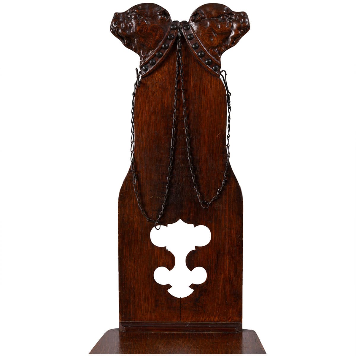 Antique Sgabello Chair with Ornate Double Dog Head - Image 7