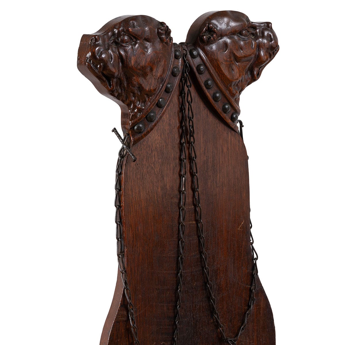 Antique Sgabello Chair with Ornate Double Dog Head - Image 8