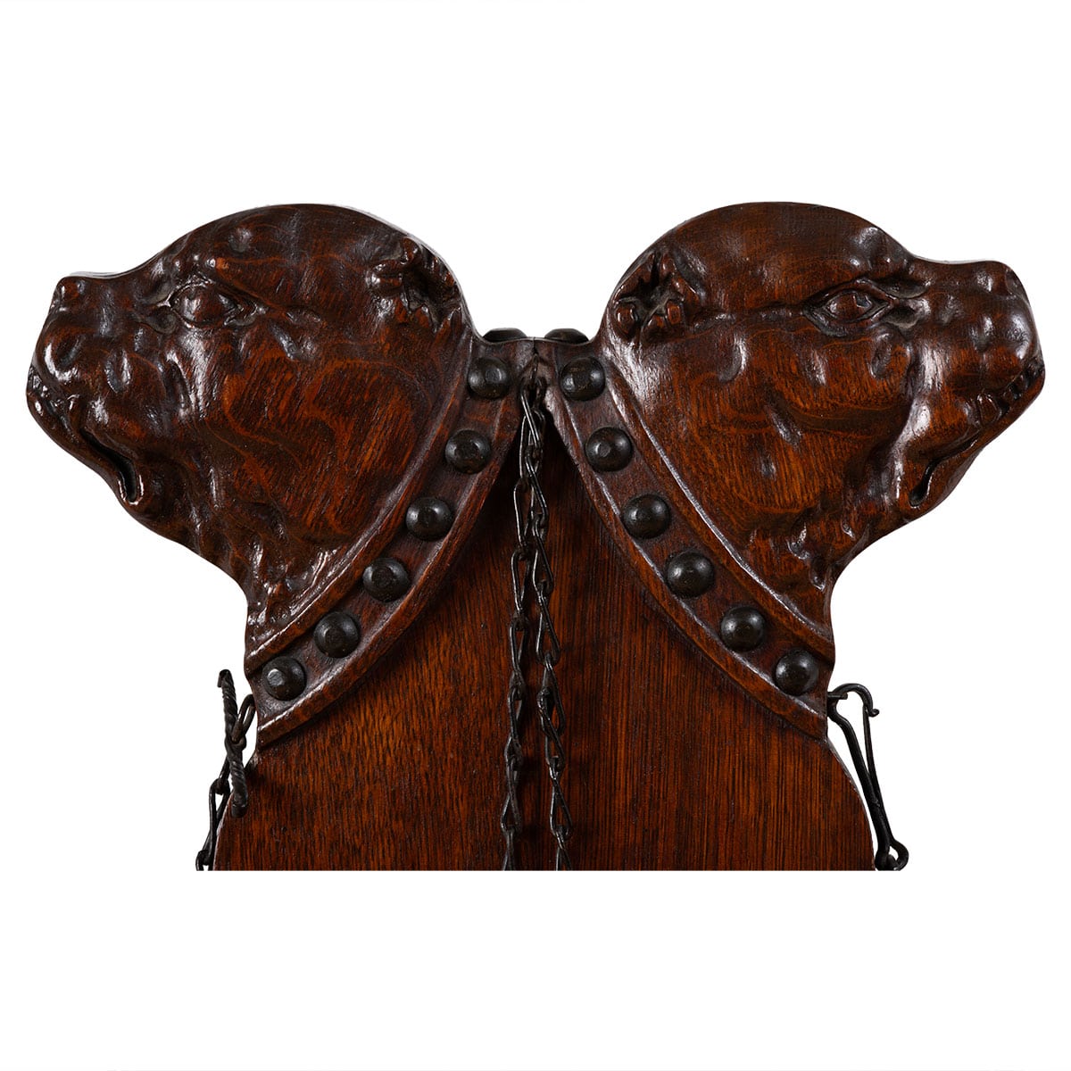 Antique Sgabello Chair with Ornate Double Dog Head - Image 9