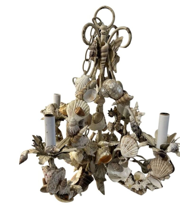 Vintage Hand Crafted Shell Chandelier - Image 2