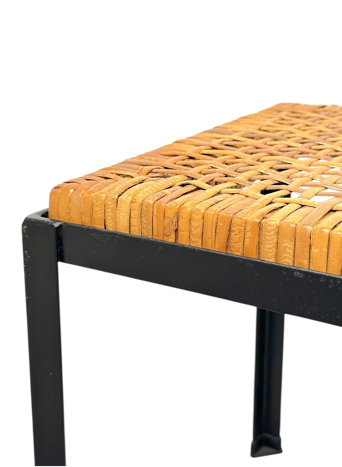 Pair of Vintage Metal and Rattan Stools - Image 3