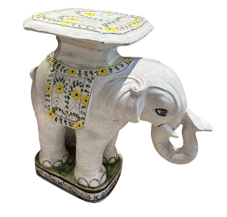 Vintage Tall Ceramic Elephant Stool - Image 2