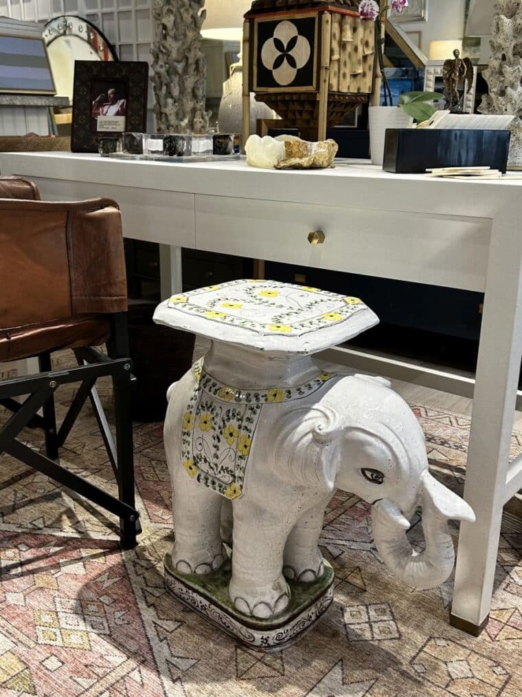 Vintage Tall Ceramic Elephant Stool - Image 5
