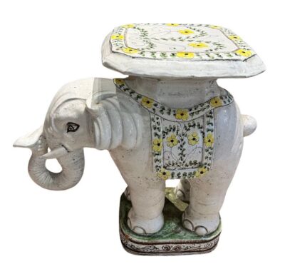Vintage Tall Ceramic Elephant Stool