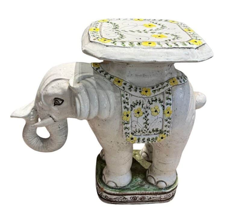 Vintage Tall Ceramic Elephant Stool