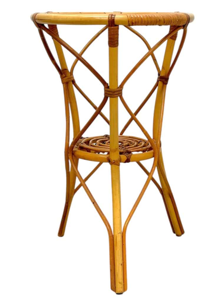 Vintage Italian Round Rattan Side Table - Image 3