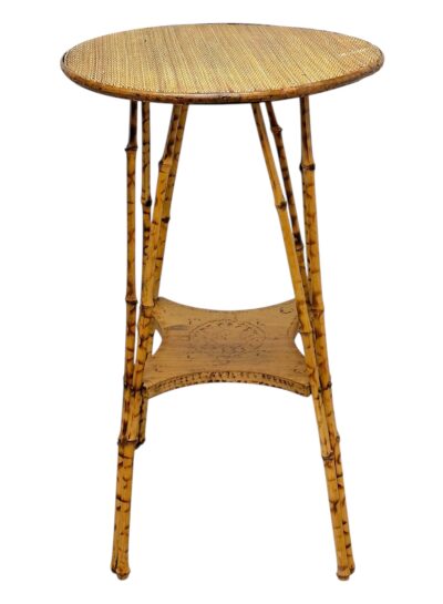 Antique Burnt Bamboo Side Table