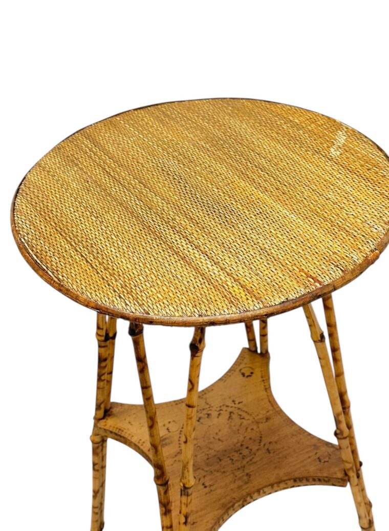 Antique Burnt Bamboo Side Table - Image 6