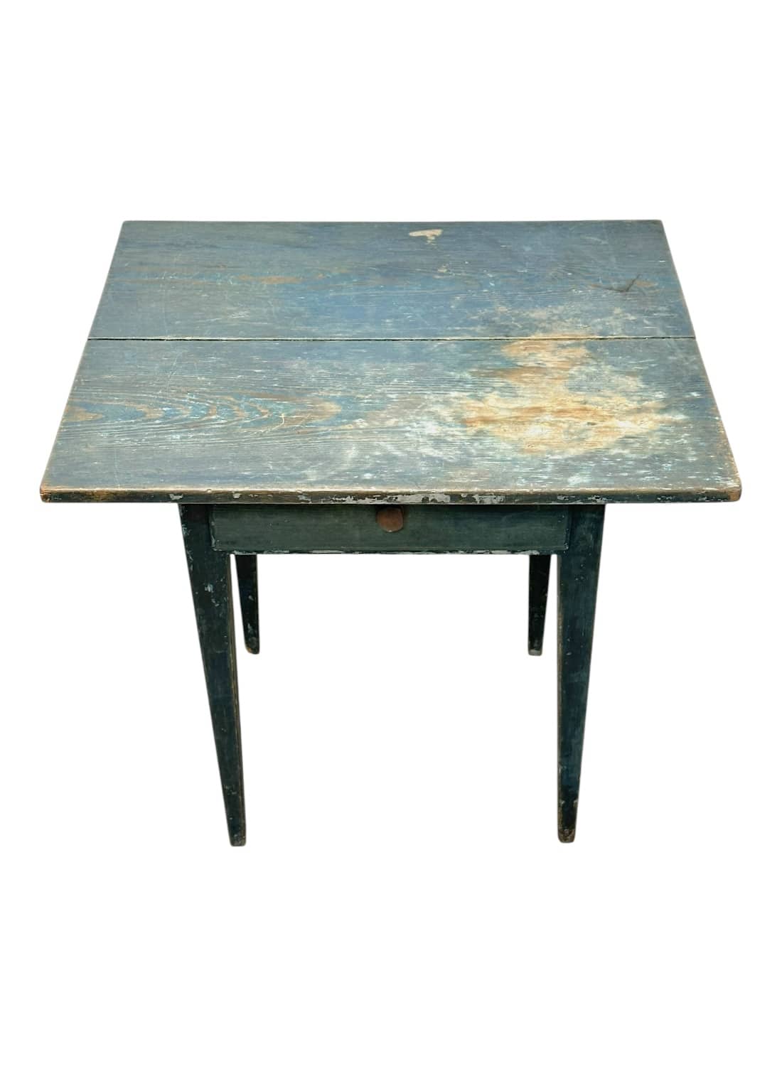 Antique American Distressed Blue Wood Table - Image 4