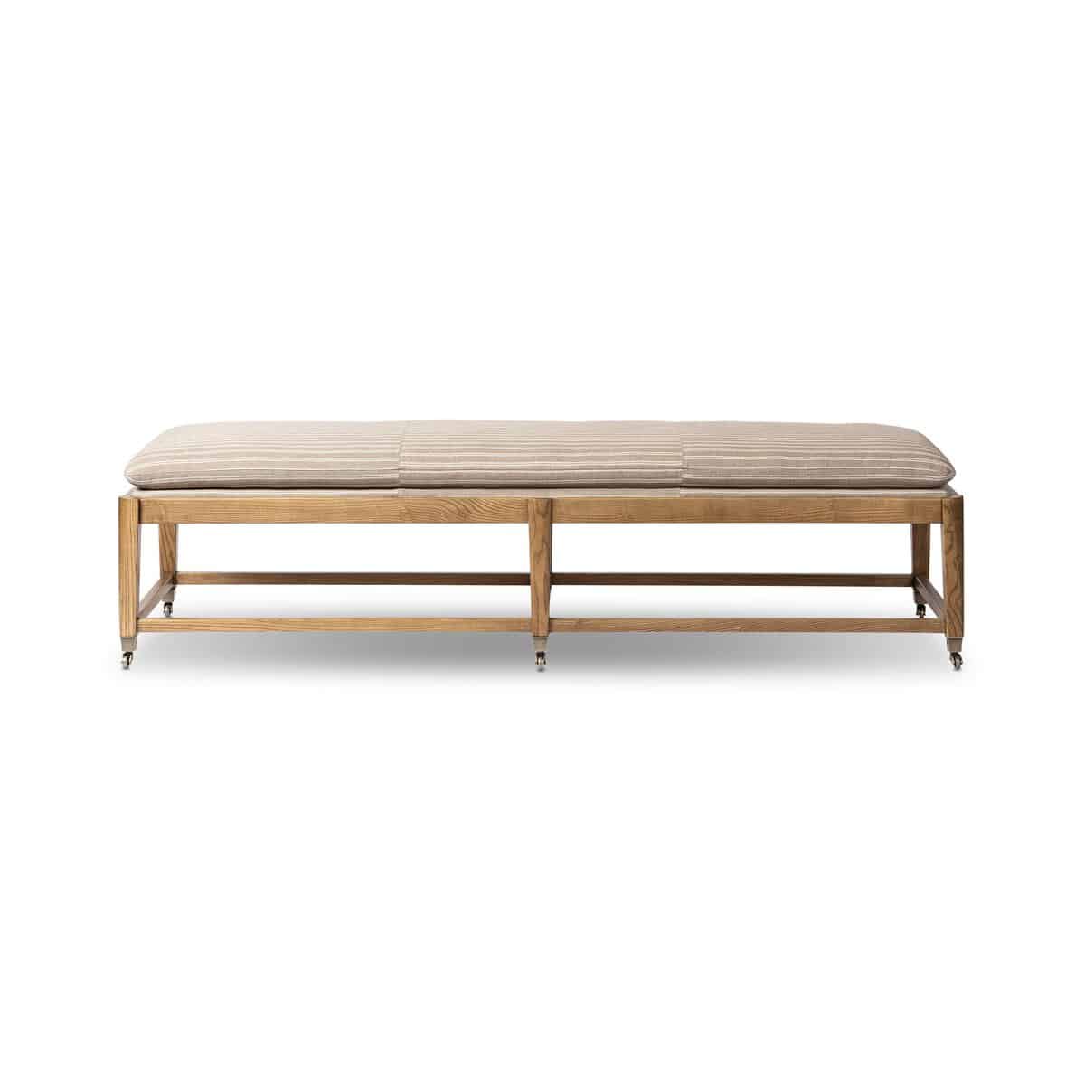 Six Leg Bench in Stripped Sand Fabric - Image 2