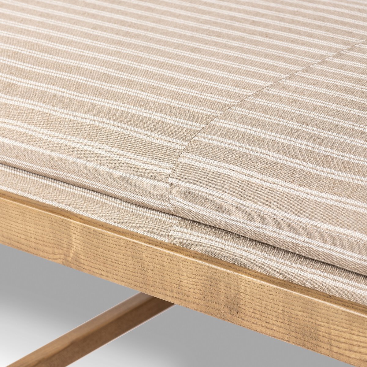 Six Leg Bench in Stripped Sand Fabric - Image 9