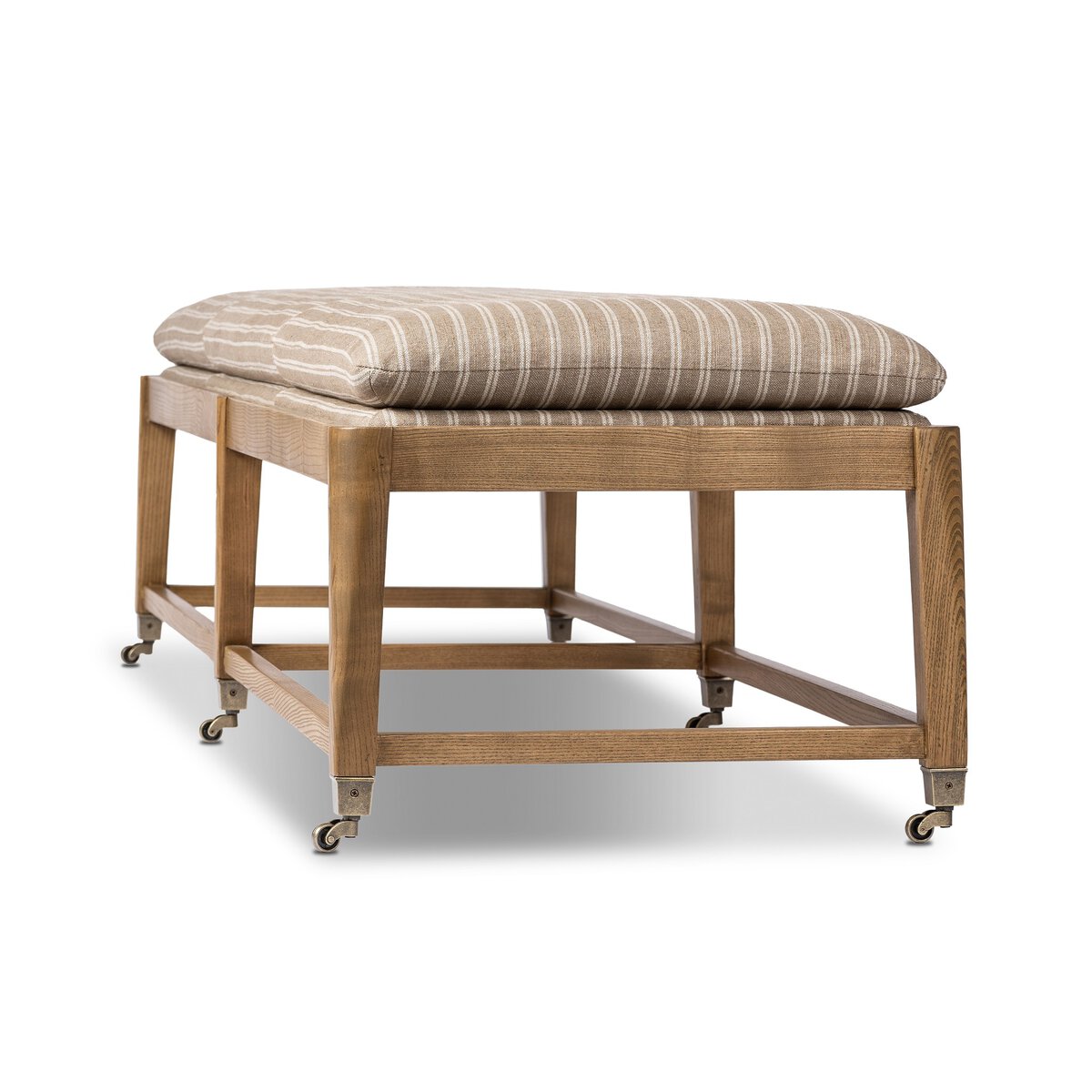 Six Leg Bench in Stripped Sand Fabric - Image 5