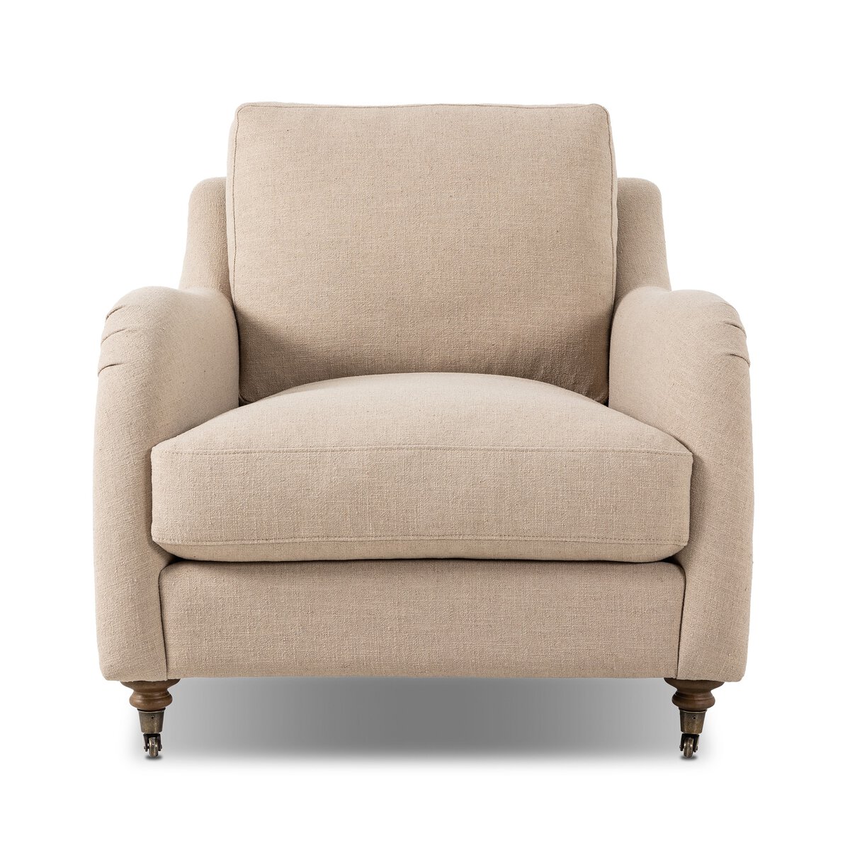 Taupe English Style Rolled Arm Chair with Casters - Image 2
