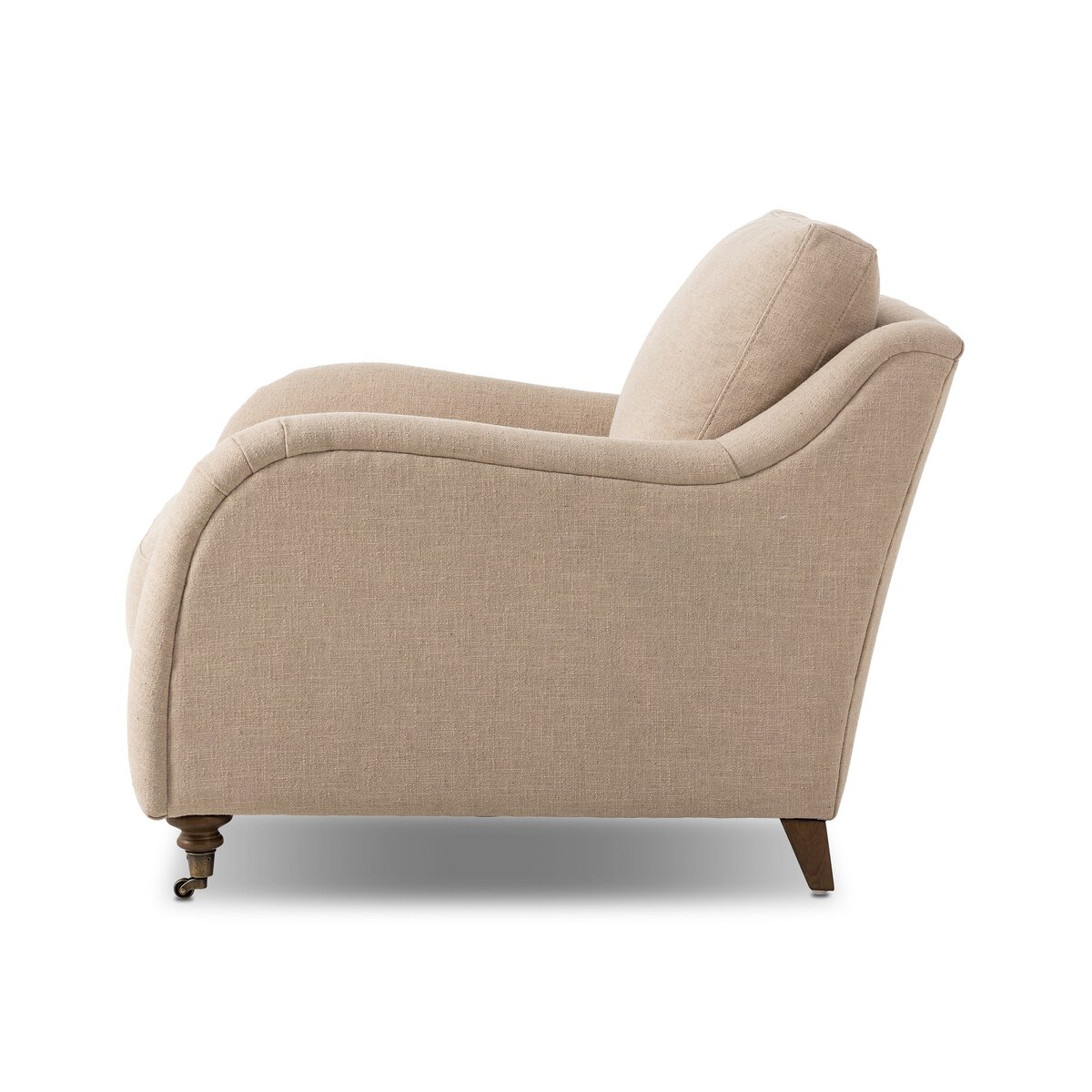 Taupe English Style Rolled Arm Chair with Casters - Image 3