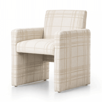 Straight Line Ivory Plaid Dining Chair