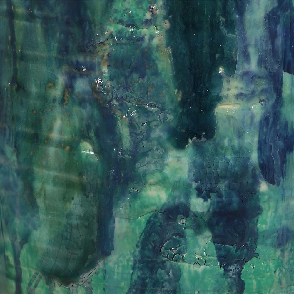 Turquoise and Blue Drip Ceramic Table Lamp - Image 4