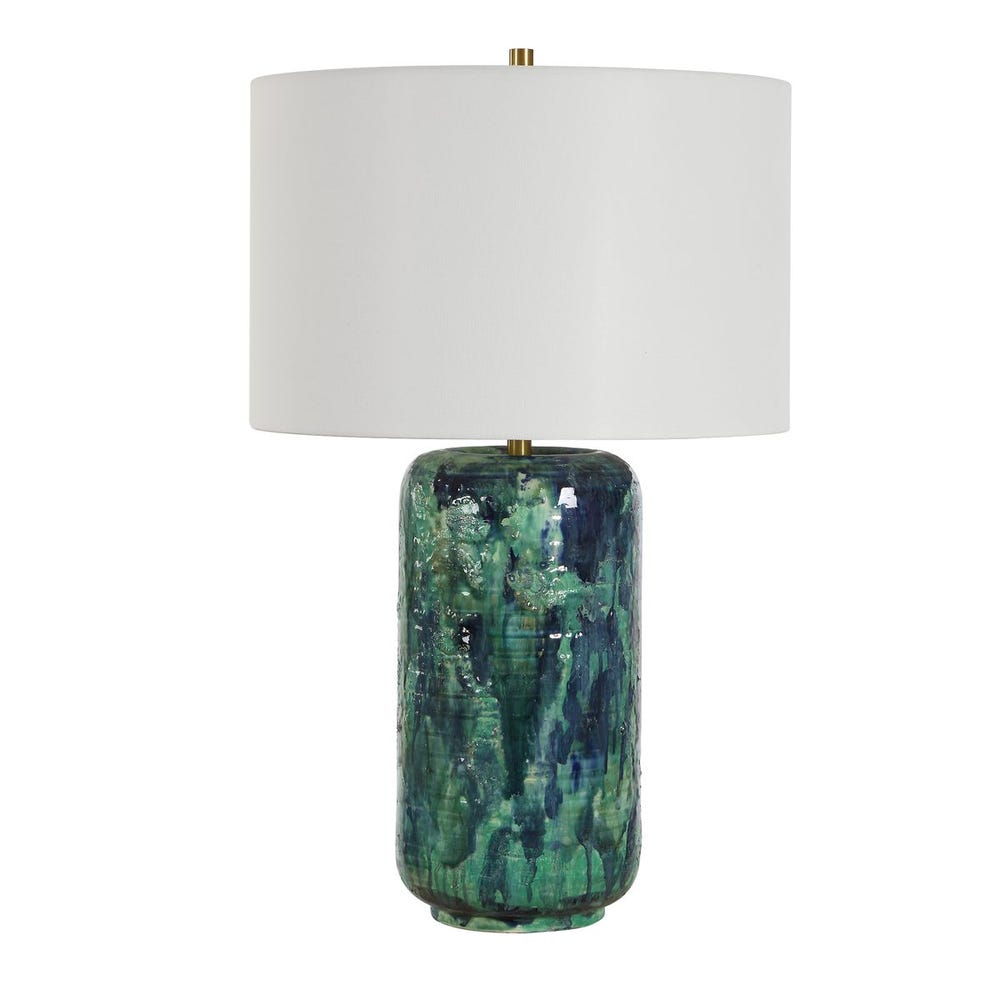 Turquoise and Blue Drip Ceramic Table Lamp