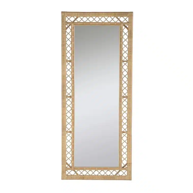 Rattan Diamond Border Floor Mirror
