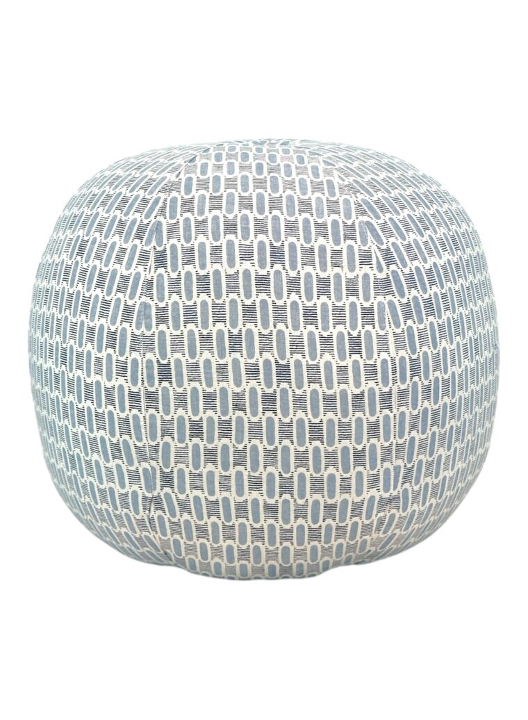 Sky Blue Upholstered Ottoman - Image 2
