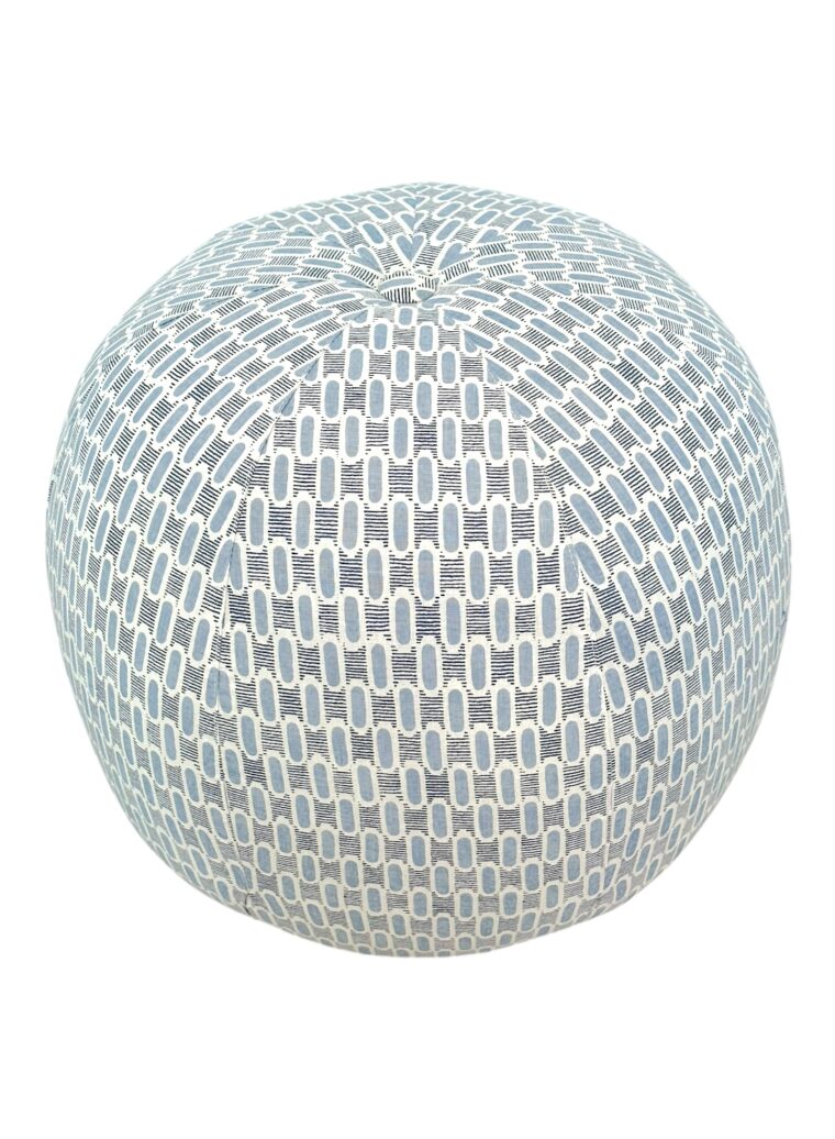Sky Blue Upholstered Ottoman - Image 3
