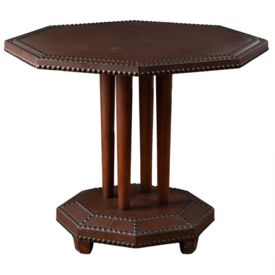 Vintage Otagonal Leather Side Table
