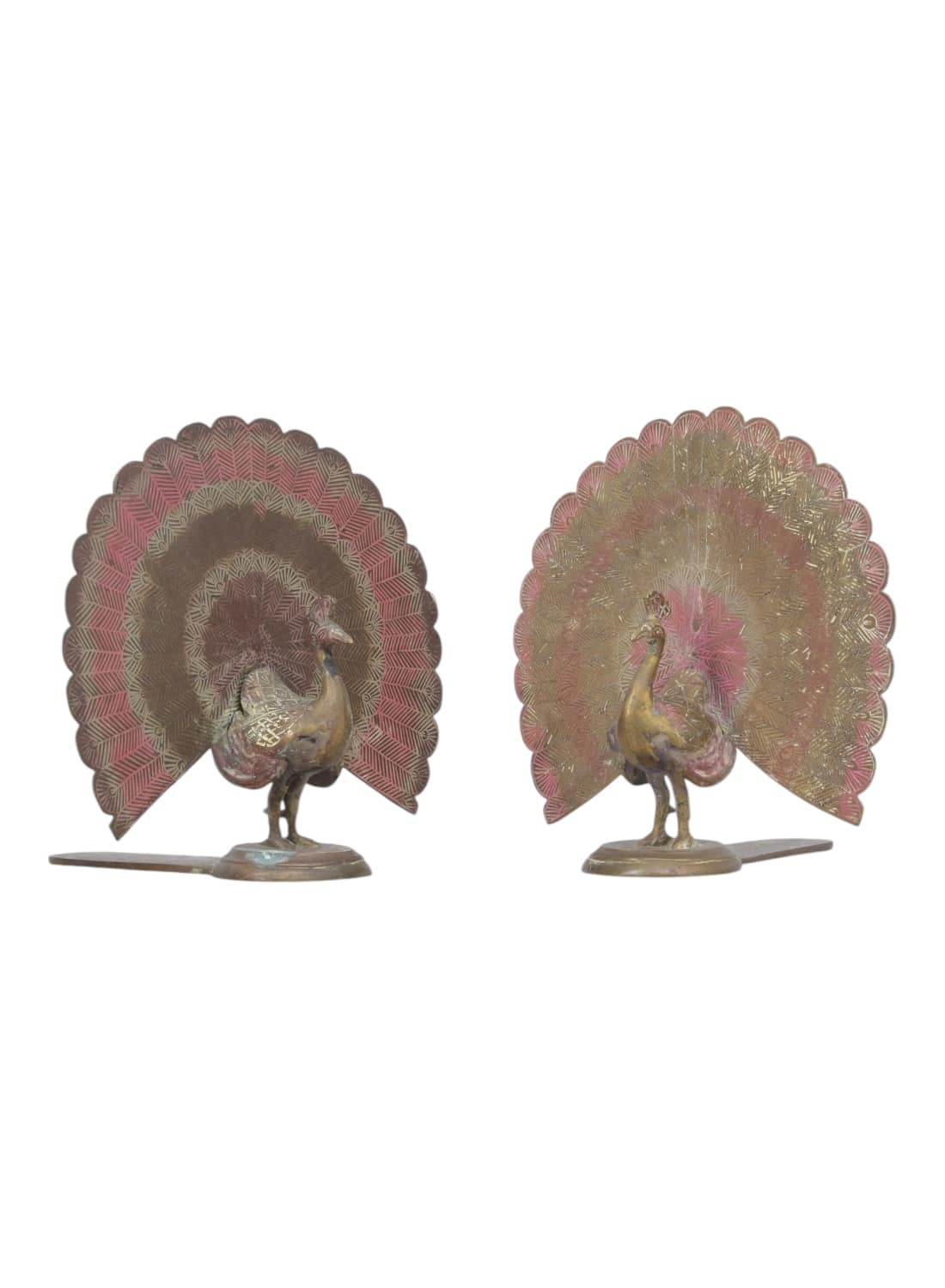 Vintage Brass Peacock Bookends