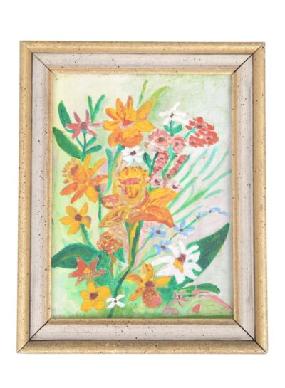 Vintage Framed Wildflower Painting
