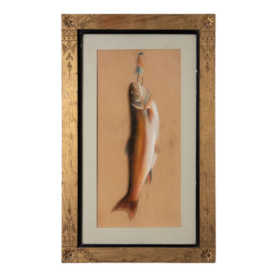 Antique Pastel on Paper Framed Trout