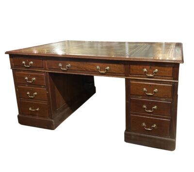 Vintage Leather Top Partner's Desk