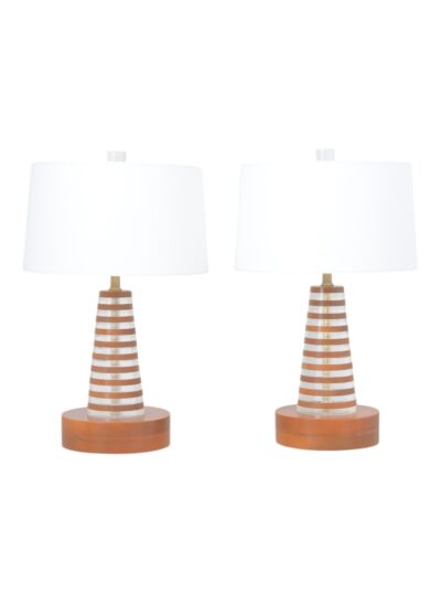 Pair of Vintage Mid-Century Stacked Wood and Lucite Lamps