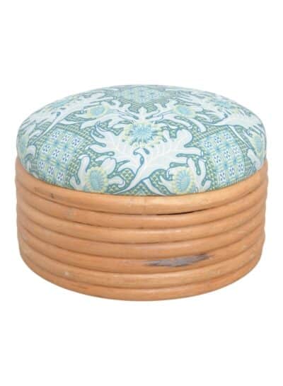 Vintage Round Banded Rattan Footstool