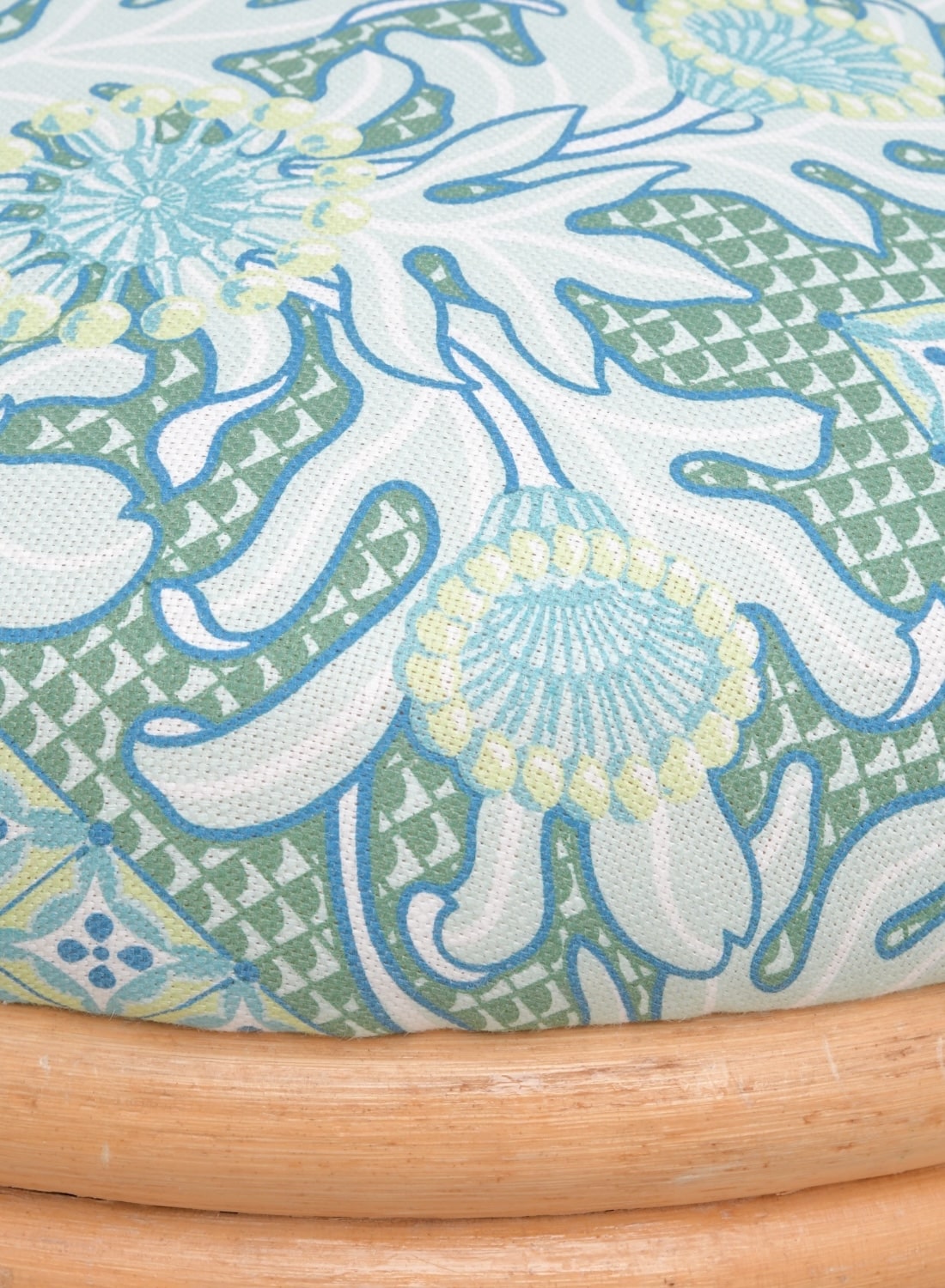 Vintage Round Banded Rattan Footstool - Image 3