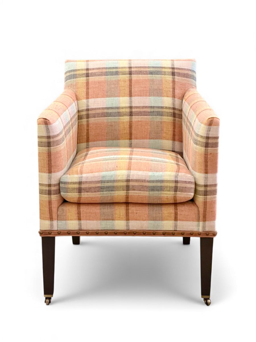 Colgate Chair Upholstered in Apricot Plaid Fabric - Image 2