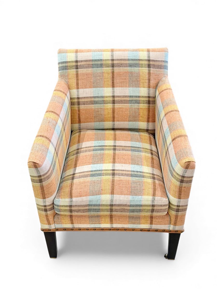 Colgate Chair Upholstered in Apricot Plaid Fabric - Image 3