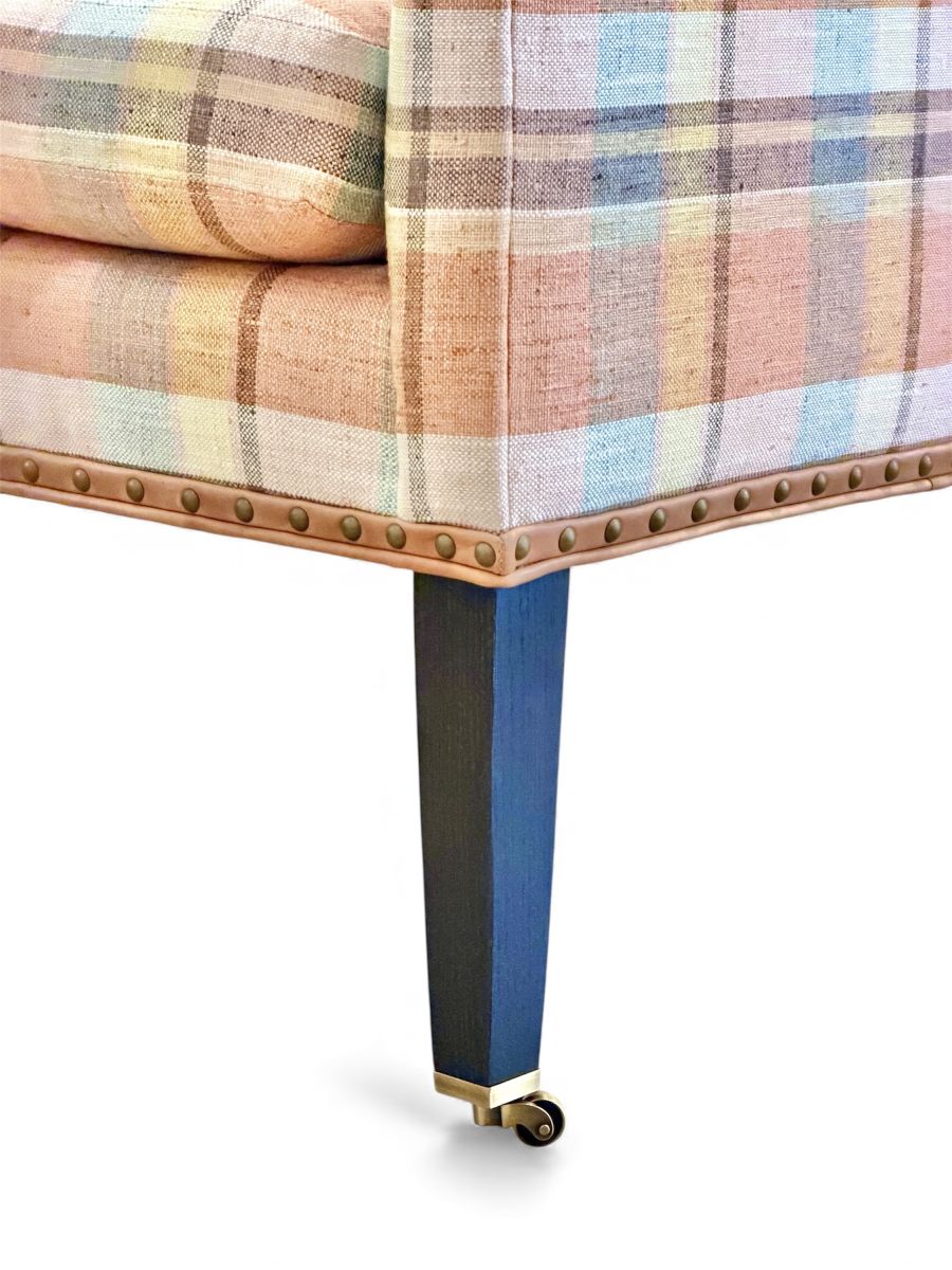 Colgate Chair Upholstered in Apricot Plaid Fabric - Image 7