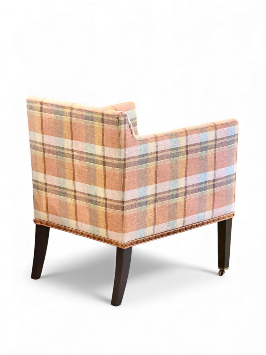Colgate Chair Upholstered in Apricot Plaid Fabric - Image 4