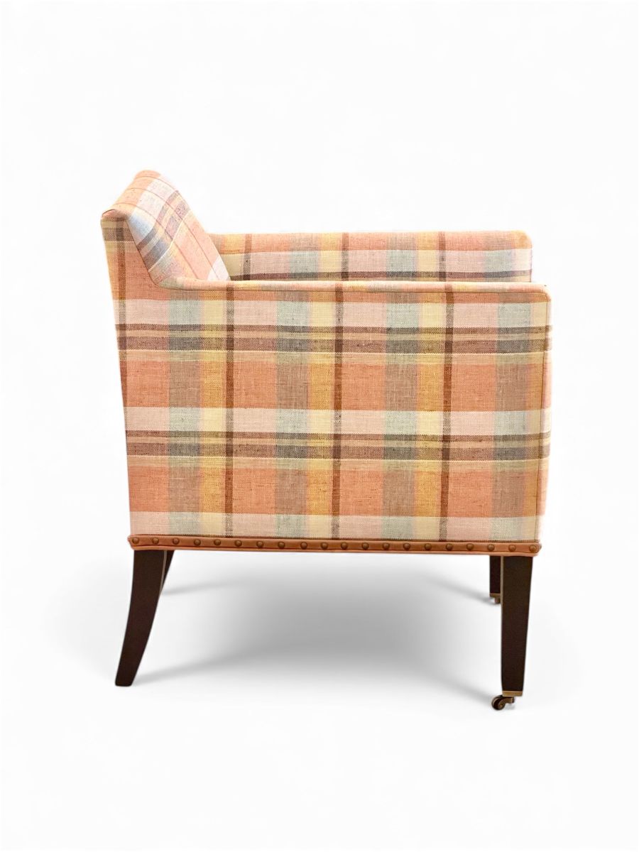 Colgate Chair Upholstered in Apricot Plaid Fabric - Image 5