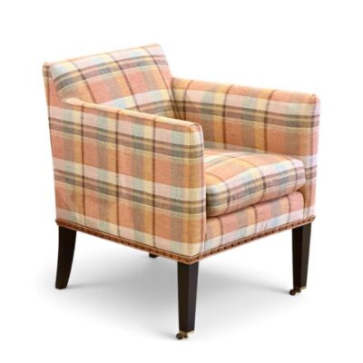 Colgate Chair Upholstered in Apricot Plaid Fabric