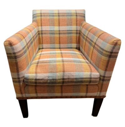 Colgate Chair Upholstered in Apricot Plaid Fabric