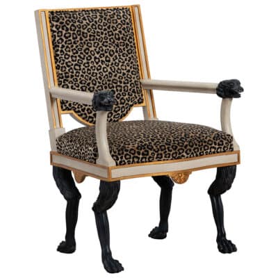 Reproduction Italian Neoclassical Animal Print Arm Chair