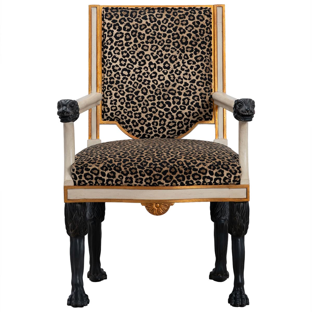 Reproduction Italian Neoclassical Animal Print Arm Chair - Image 2