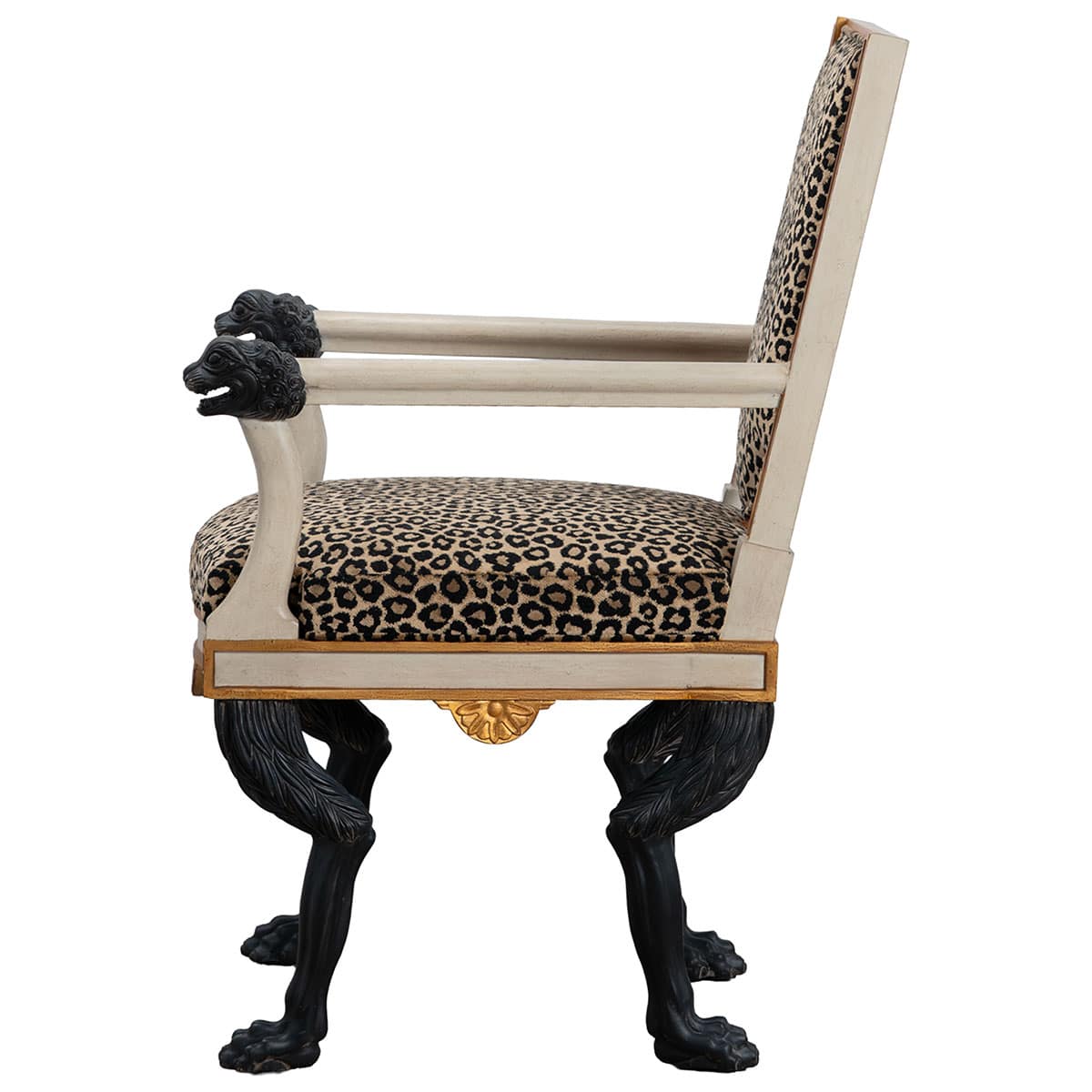 Reproduction Italian Neoclassical Animal Print Arm Chair - Image 3