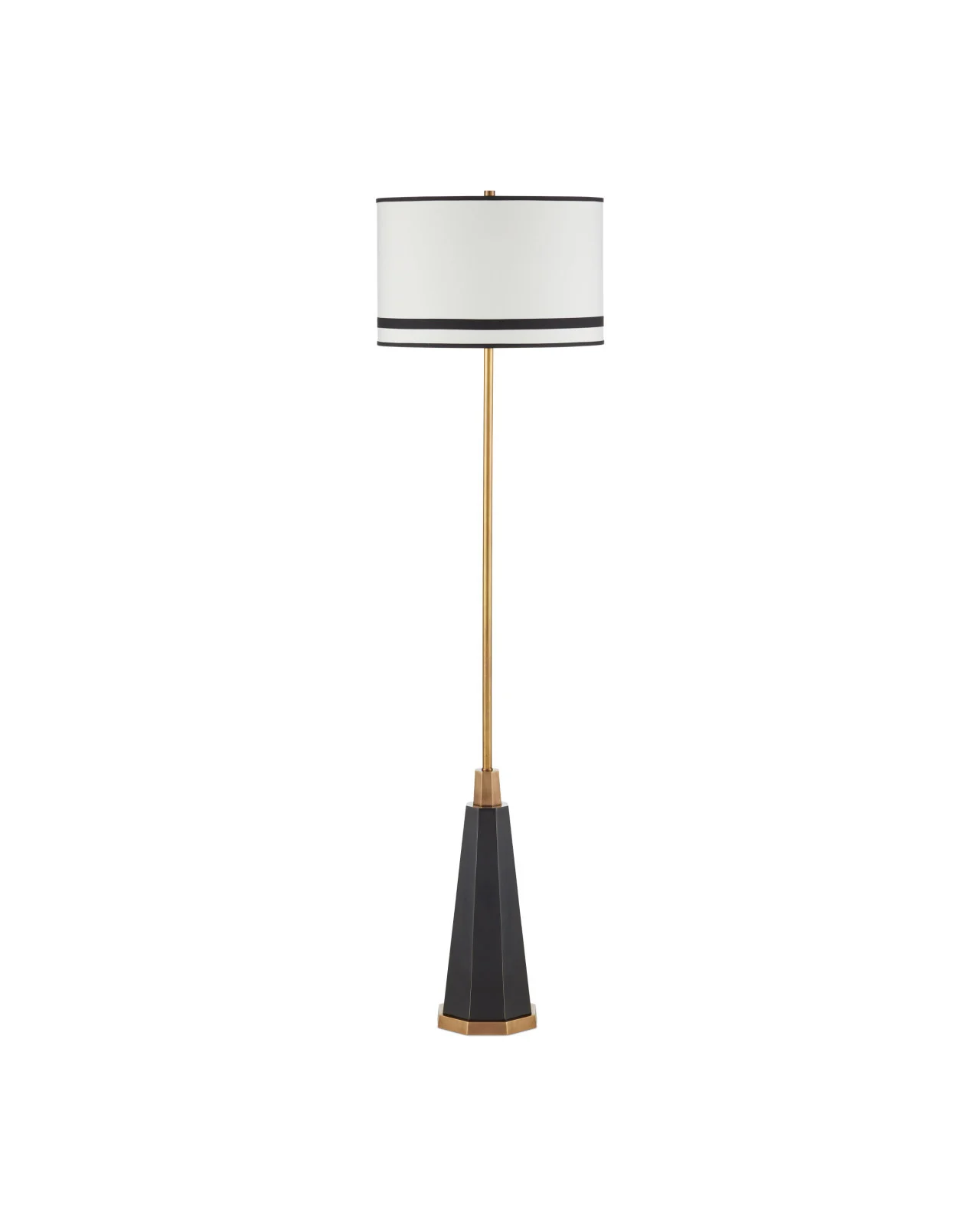 Black, Bronze and Antiqued Brass Pedestal Floor Lamp - Image 2