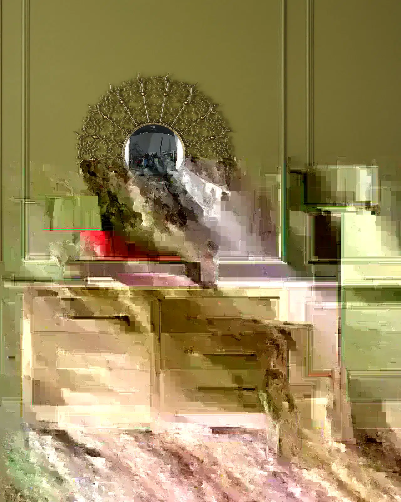 Black, Bronze and Antiqued Brass Pedestal Floor Lamp - Image 7