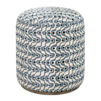 Blue Swirl with Navy Polk Dot Ottoman